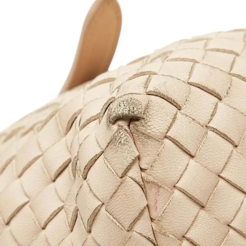 BOTTEGA VENETA Cream Leather Intrecciato Tote Bag